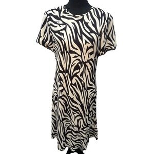 Liz Claiborne Dress Women's Size 8 Zebra Print With Lining Midi Fit & Flare